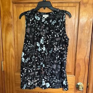 Loft White and Black Sleeveless Tank Top
